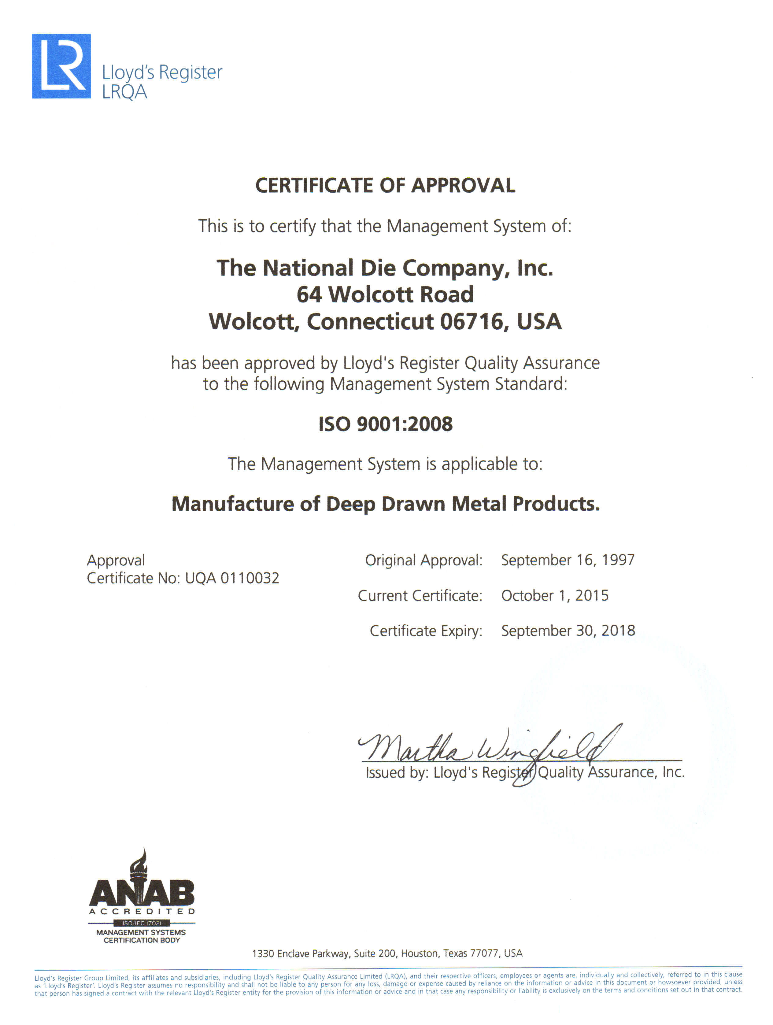 ISO 9001:2008 Certified Deep Drawn Parts Supplier